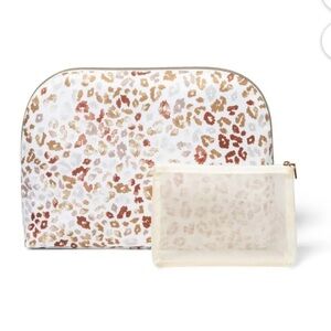 Sonia Kashuk Leopard Print Large Cosmetic Travel /Toiletry Bag- 2 Set